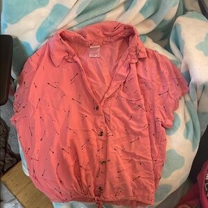 Women's Pink Button-Up Top